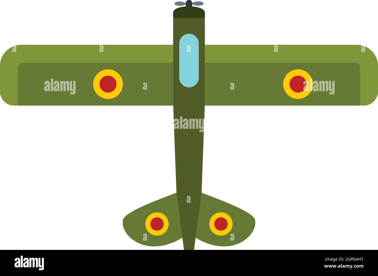 Army biplane icon, flat style Stock Vector