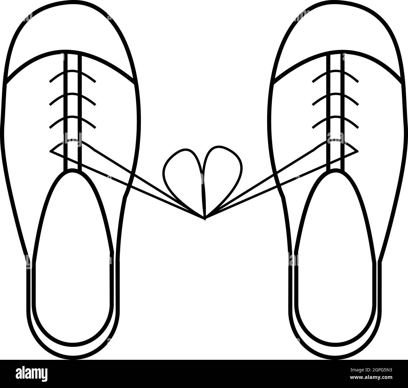 Shoes with laces tied together icon, outline style Stock Vector