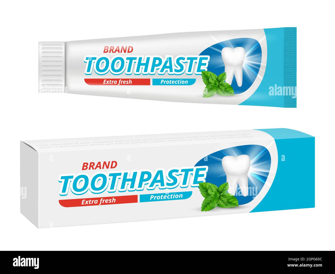 Toothpaste package. Teeth dental protection box label vector design  template Stock Vector Image & Art - Alamy
