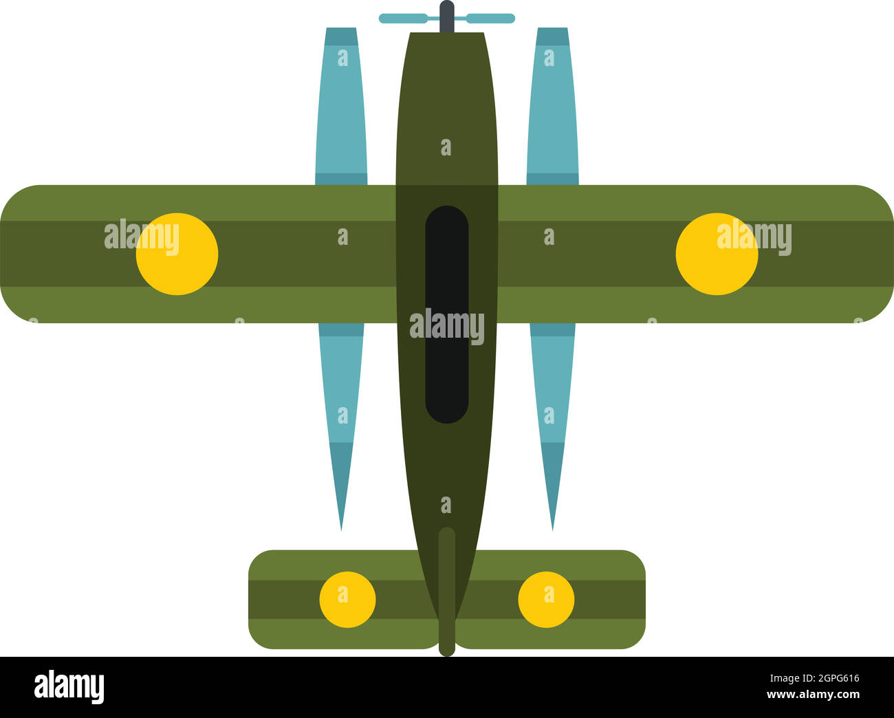 Military biplane icon, flat style Stock Vector