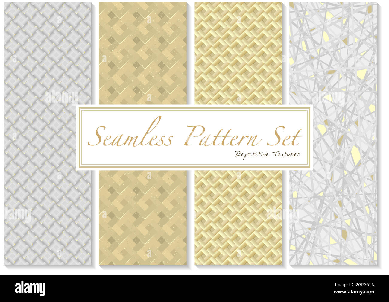 Seamless Patterns in Gold and White Colors Stock Vector