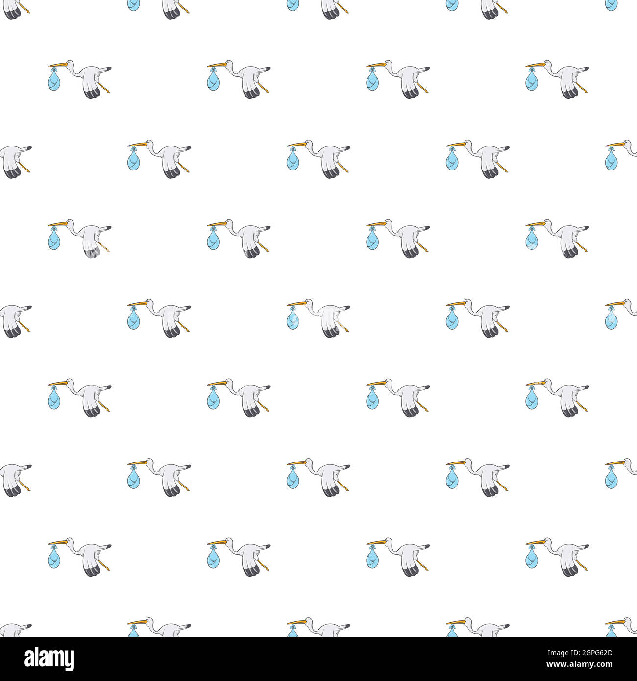Stork with baby pattern, cartoon style Stock Vector