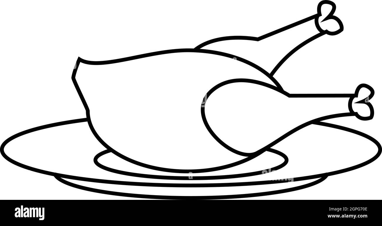 Fried chicken icon, outline style Stock Vector