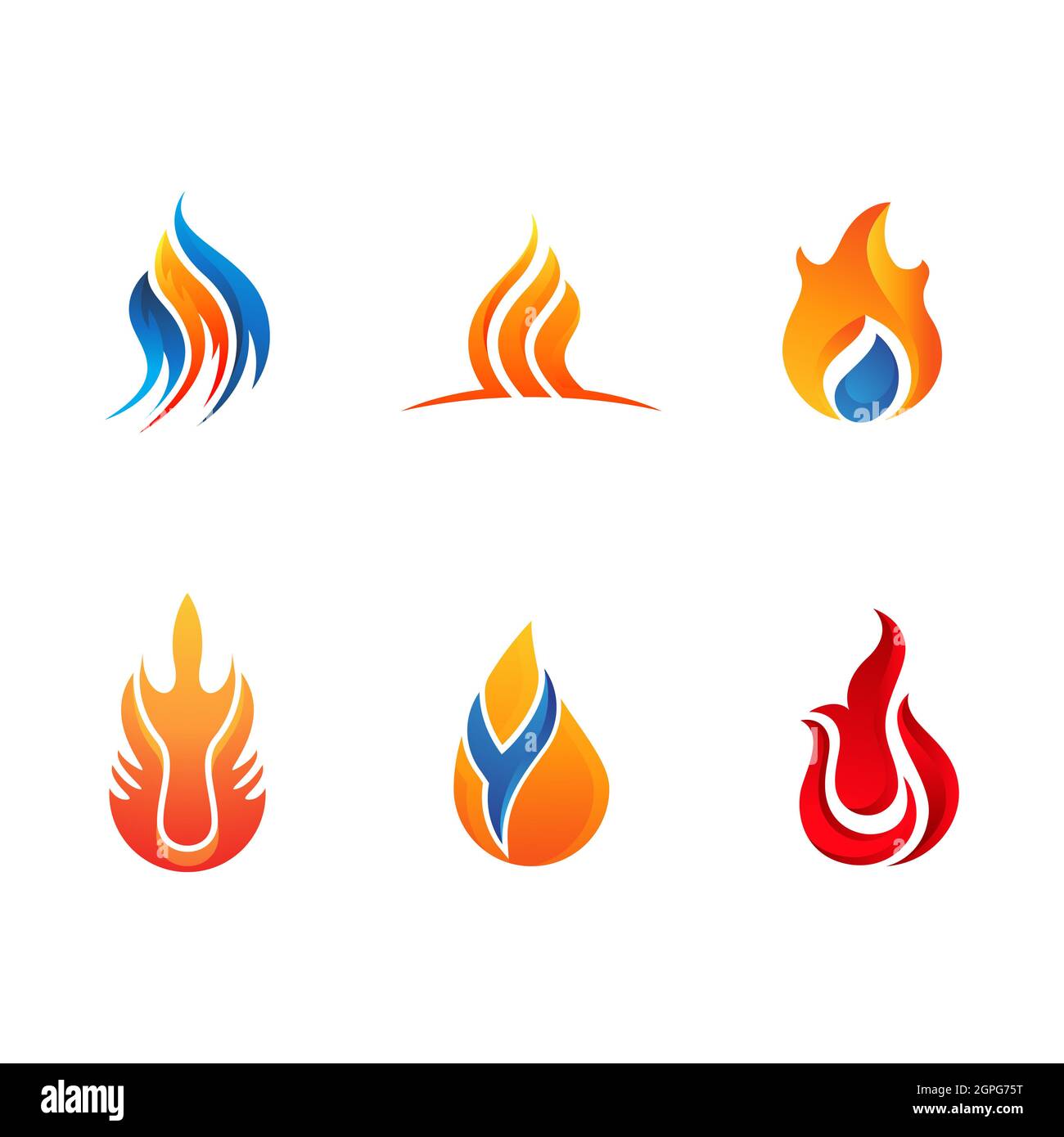 Hot flame fire vector icon illustration design template Stock Photo - Alamy