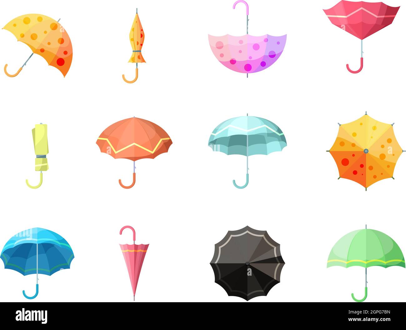 Umbrella. Collection of autumn protection flexibility umbrellas rain