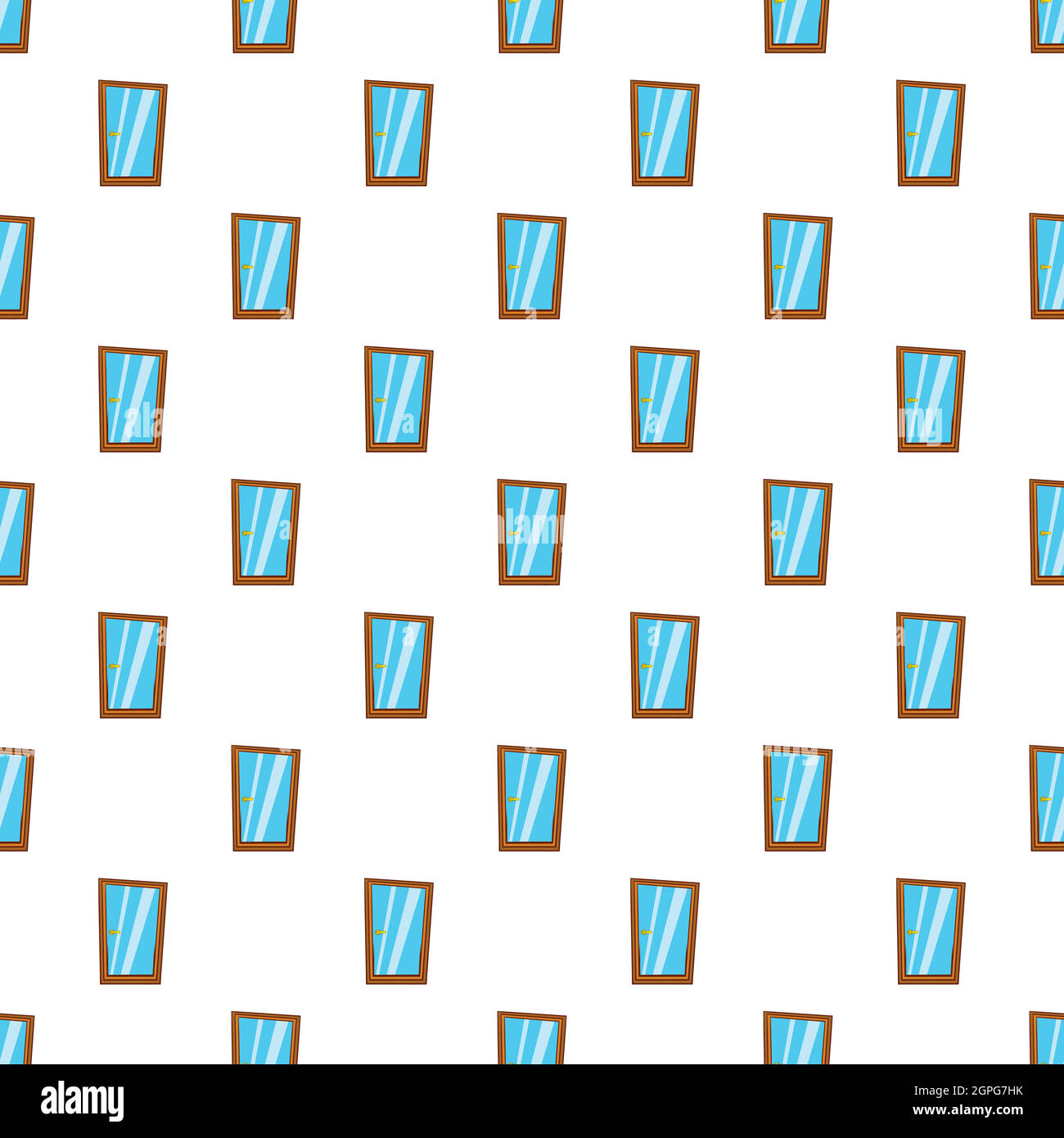Glass interior door pattern, cartoon style Stock Vector