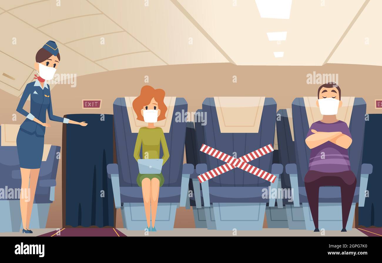 Flight rules. Epidemic problems, passengers wear protective masks in