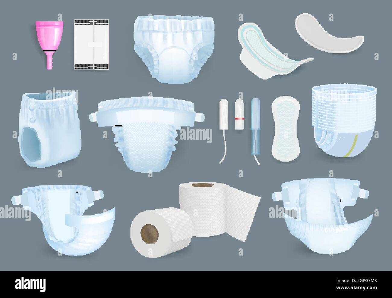 Hygiene products. Soft and fresh sanitary items for daily comfort