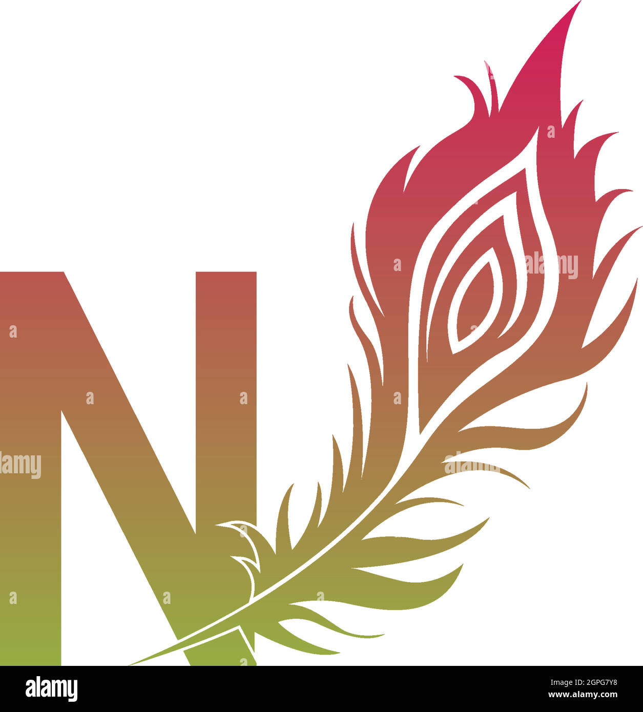 Letter N with feather logo icon design vector Stock Vector
