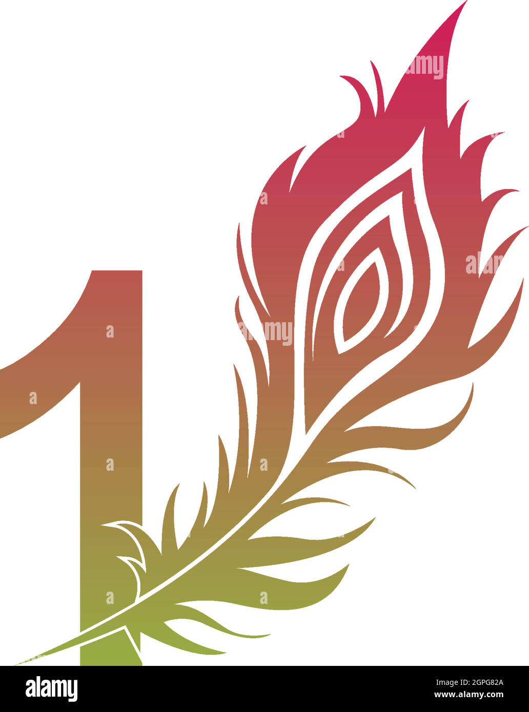 Number 1 with feather logo icon design vector Stock Vector