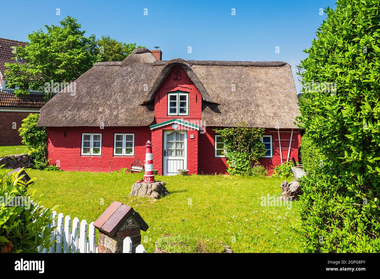 Historical building in Norddorf on the North Sea island Amrum, Germany. Stock Photo