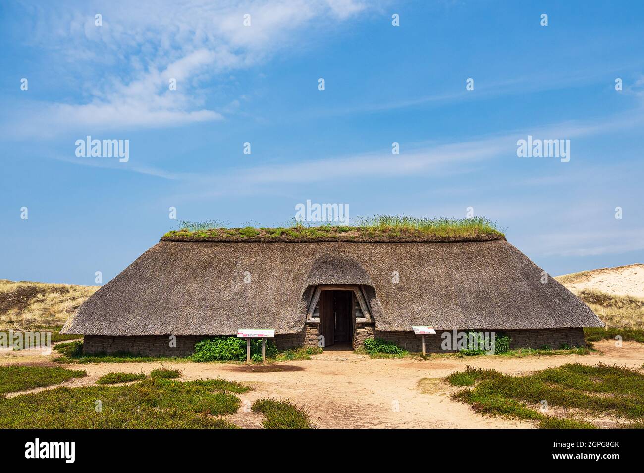 Historical building in the dunes near Nebel on the North Sea island Amrum, Germany. Stock Photo