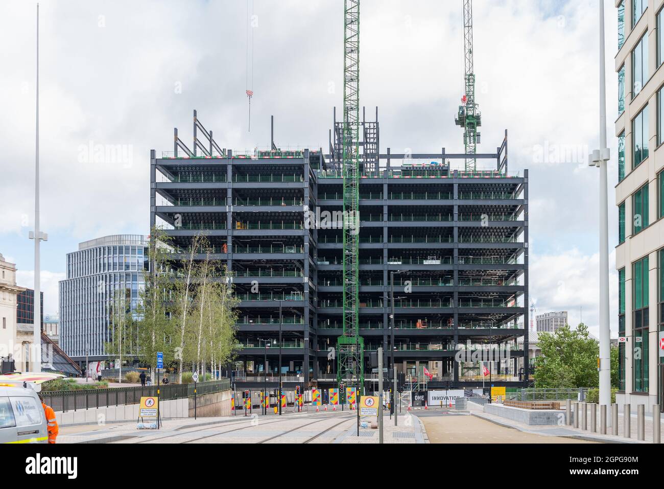 Construction of One Centenary Way office block in Paradise Birmingham which will include Arup as tenants when completed Stock Photo