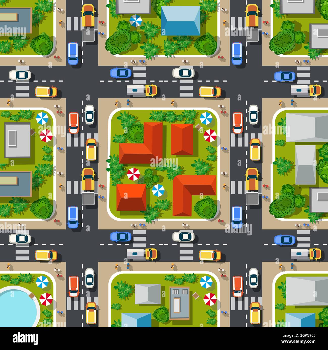 Road top view with highways many different vehicles Stock Vector Image ...