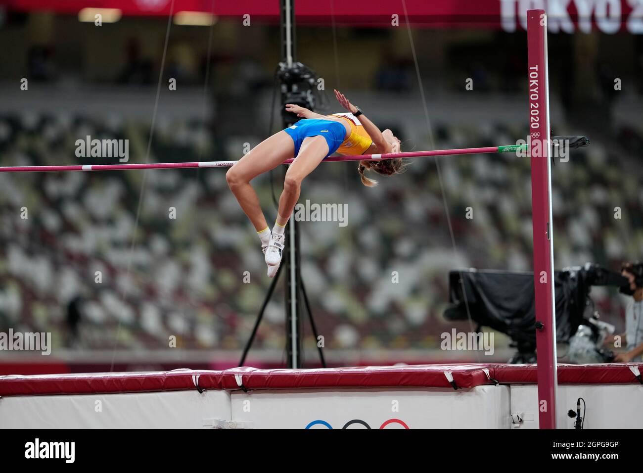 Yaroslava Mahuchikh participating in the high jump at the Tokyo 2020 Olympic Games Stock Photo