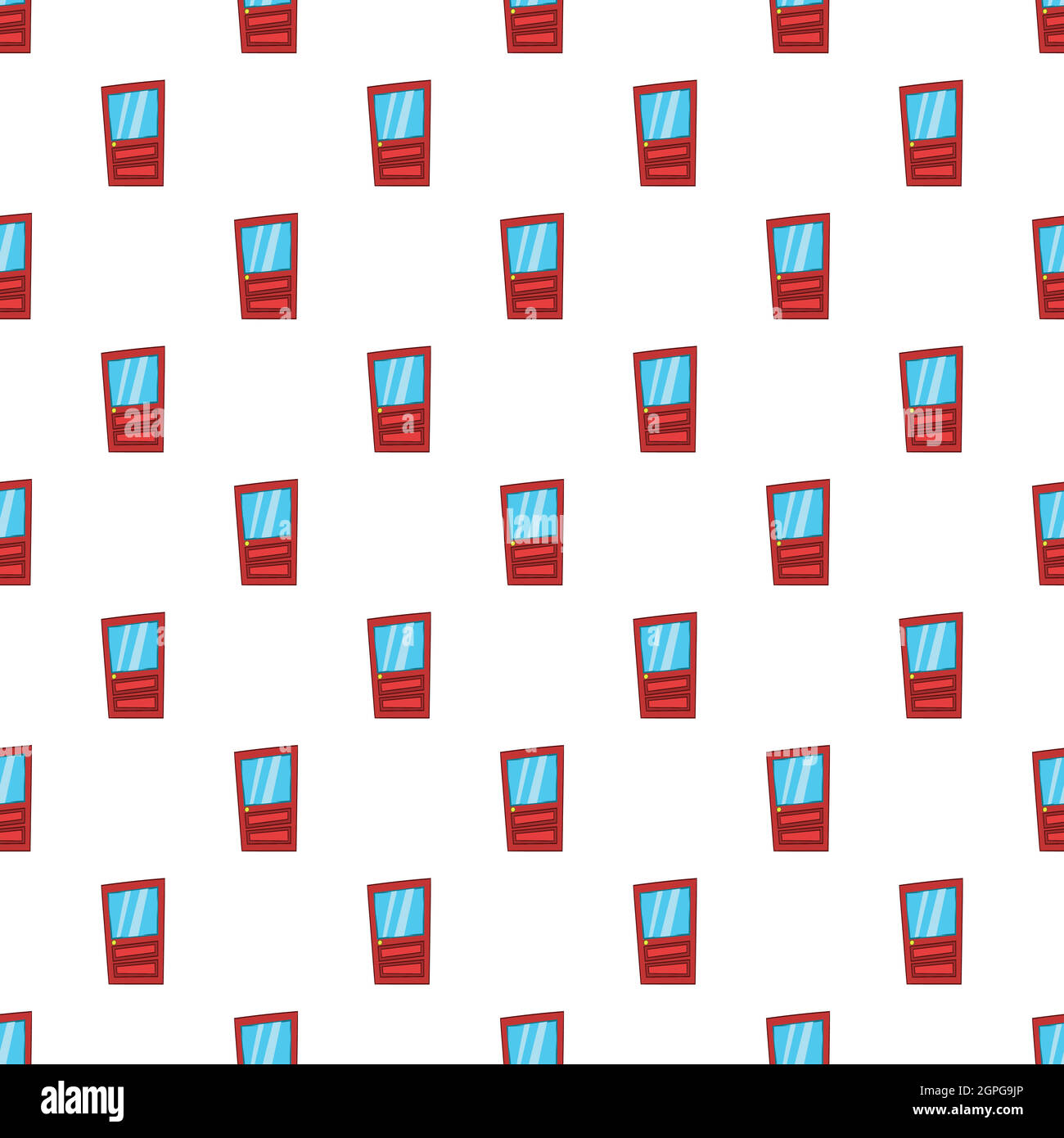 Door with glass pattern, cartoon style Stock Vector