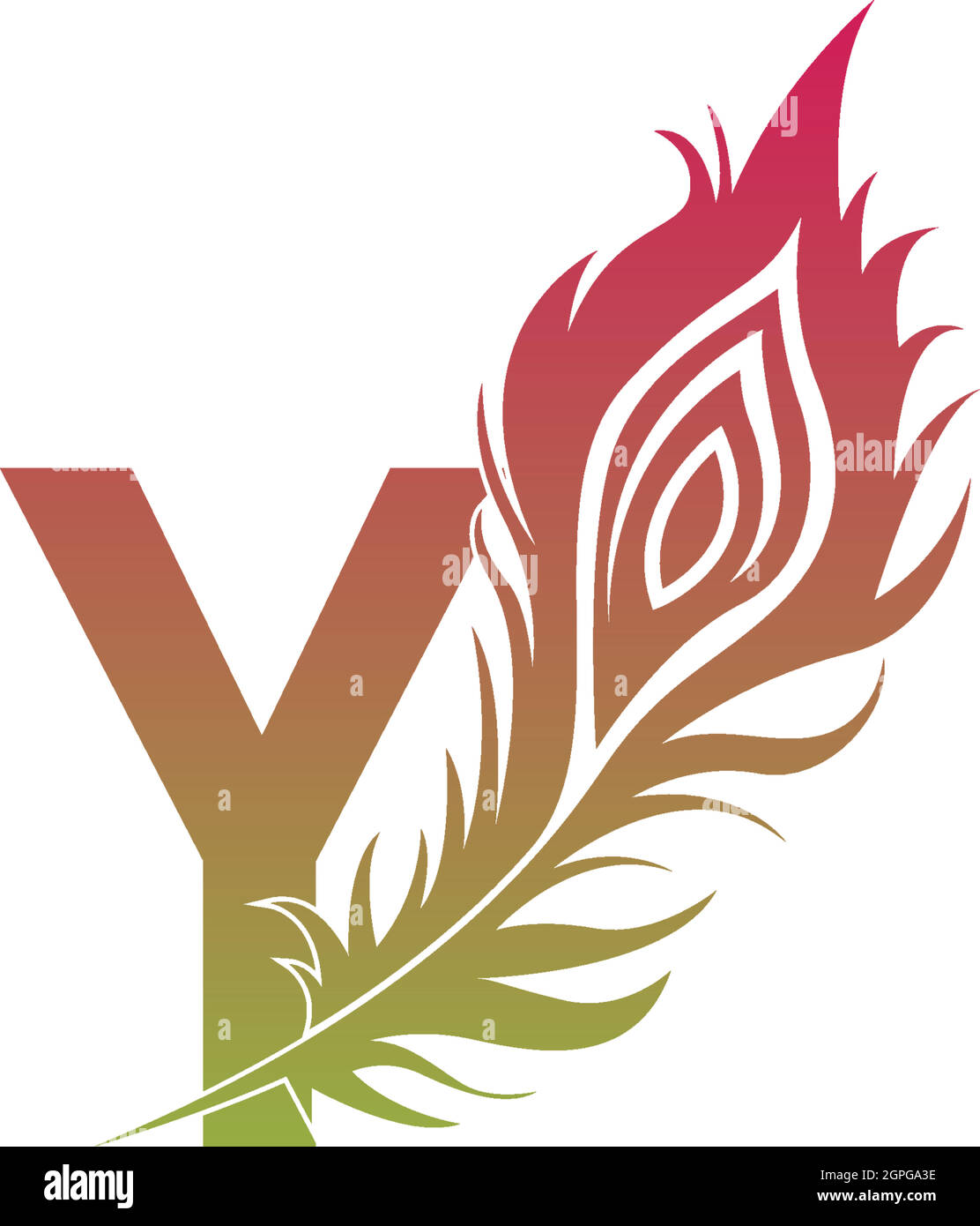 Letter Y with feather logo icon design vector Stock Vector