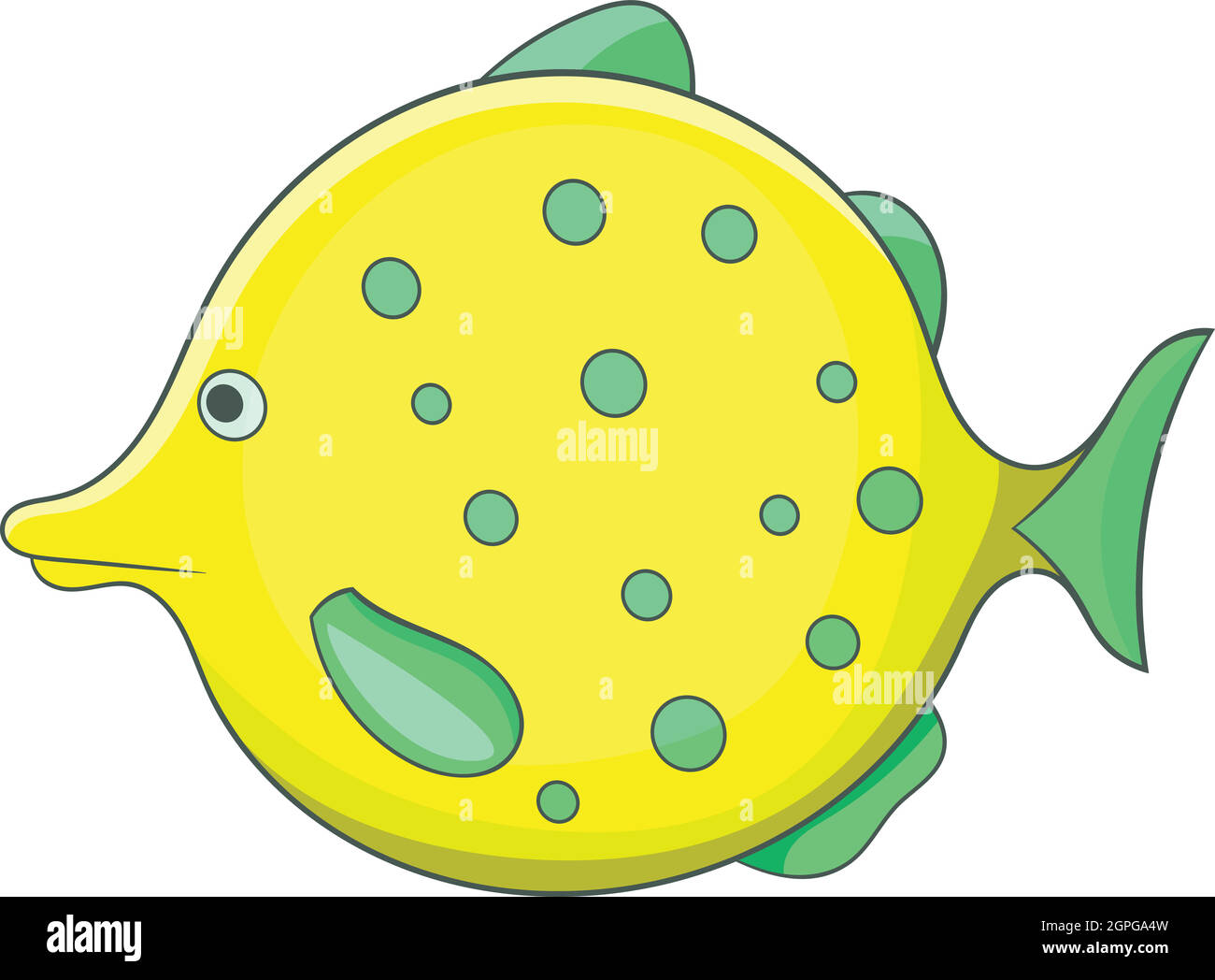 Yellow dotted fish icon, cartoon style Stock Vector