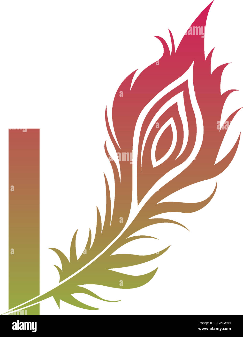 Letter I with feather logo icon design vector Stock Vector