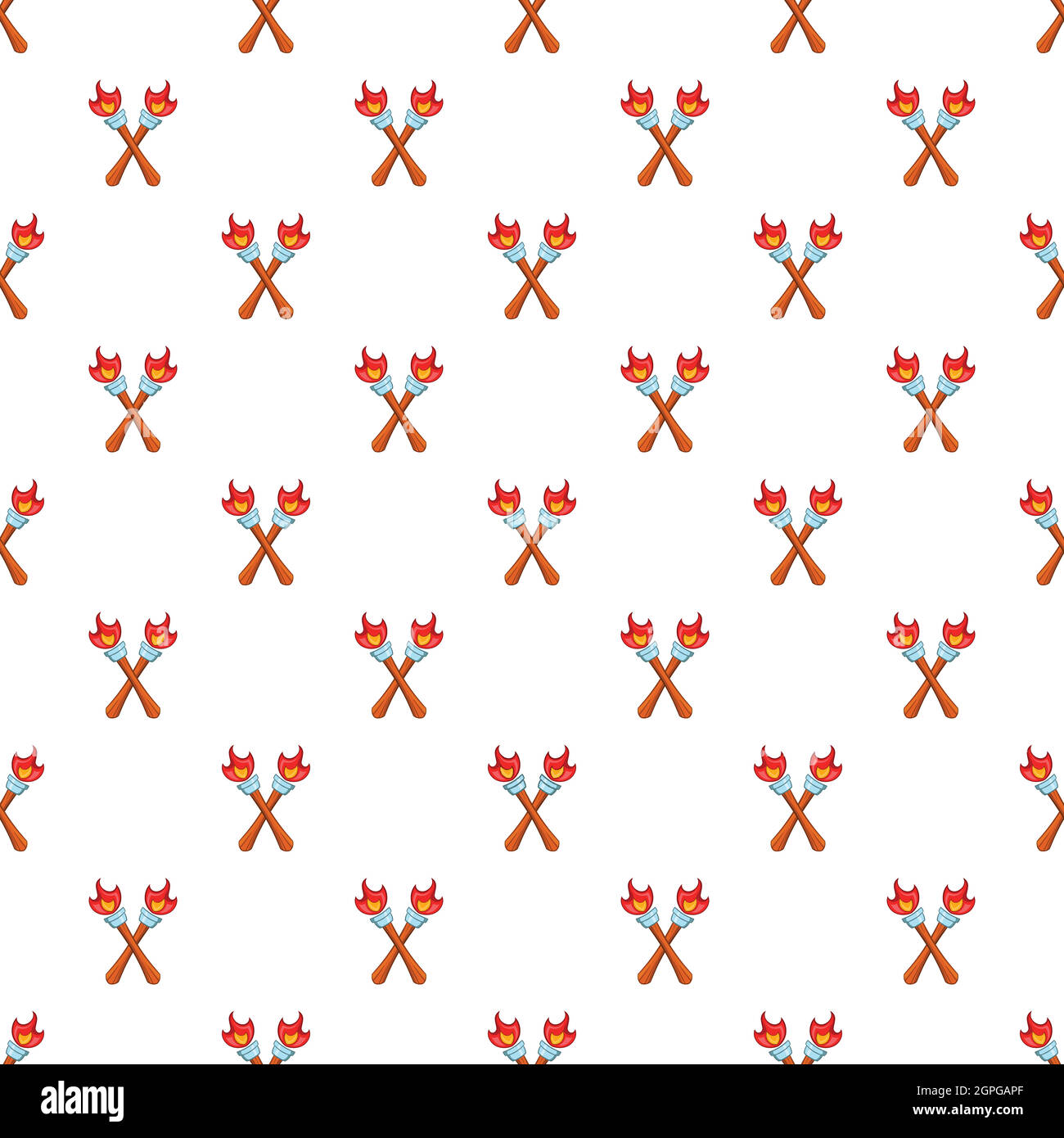 Two torches pattern, cartoon style Stock Vector