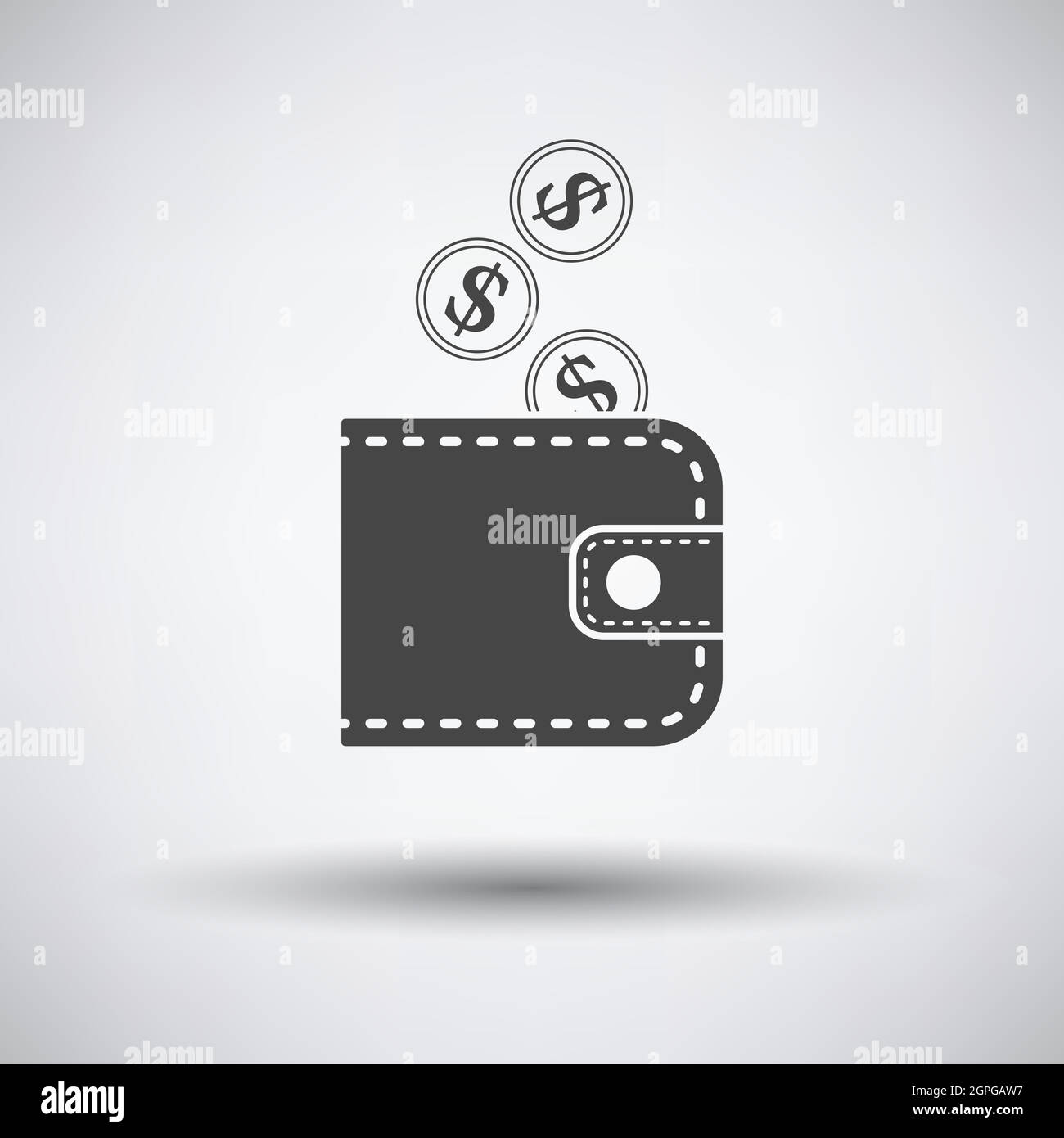 Golden Coins Fall In Purse Icon Stock Vector
