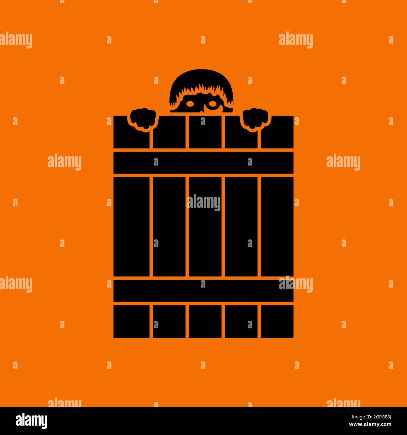 Criminal Peeping From Fence Icon Stock Vector