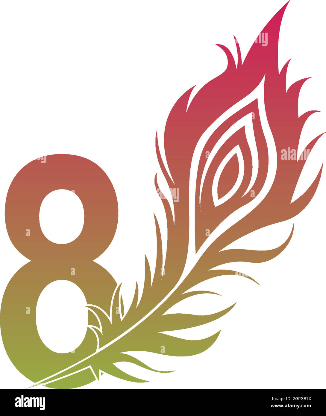 Number 8 with feather logo icon design vector Stock Vector