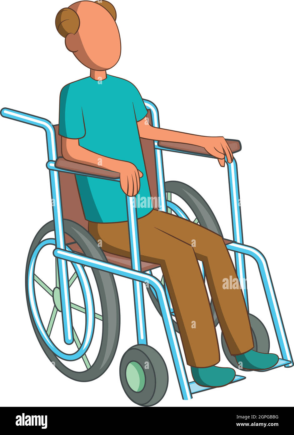 Man in wheelchair icon, cartoon style Stock Vector