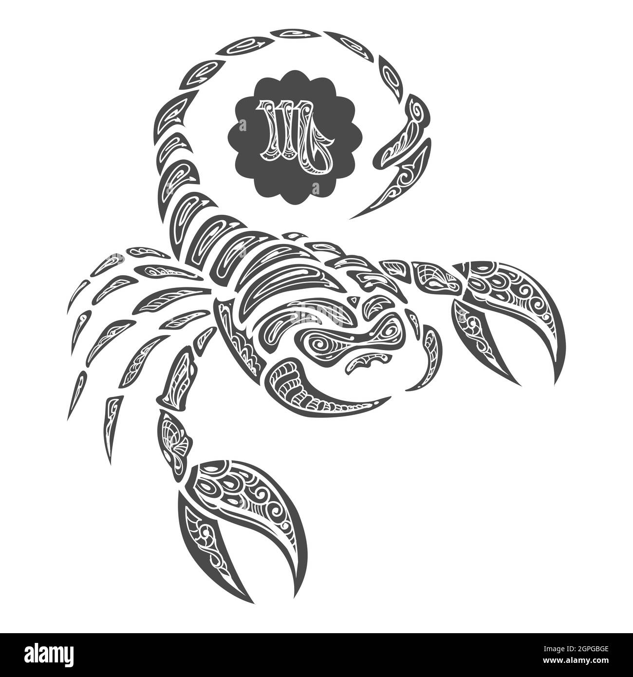 Hand drawn scorpion in zentangle style. Vector illustration. Stock Vector
