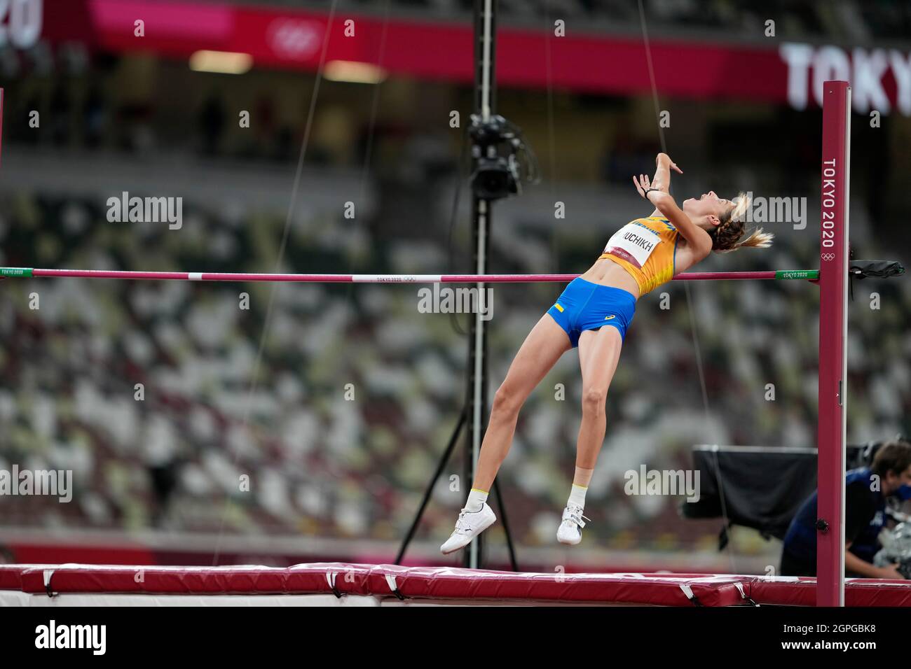 Yaroslava Mahuchikh participating in the high jump at the Tokyo 2020 Olympic Games Stock Photo