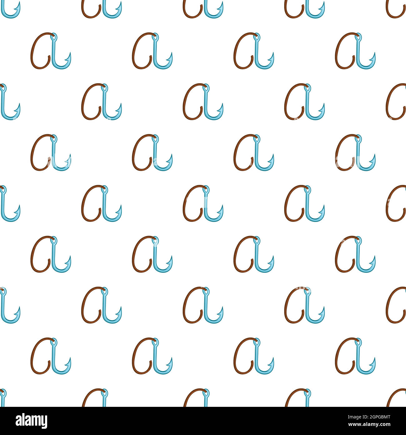 Hook on rope pattern, cartoon style Stock Vector