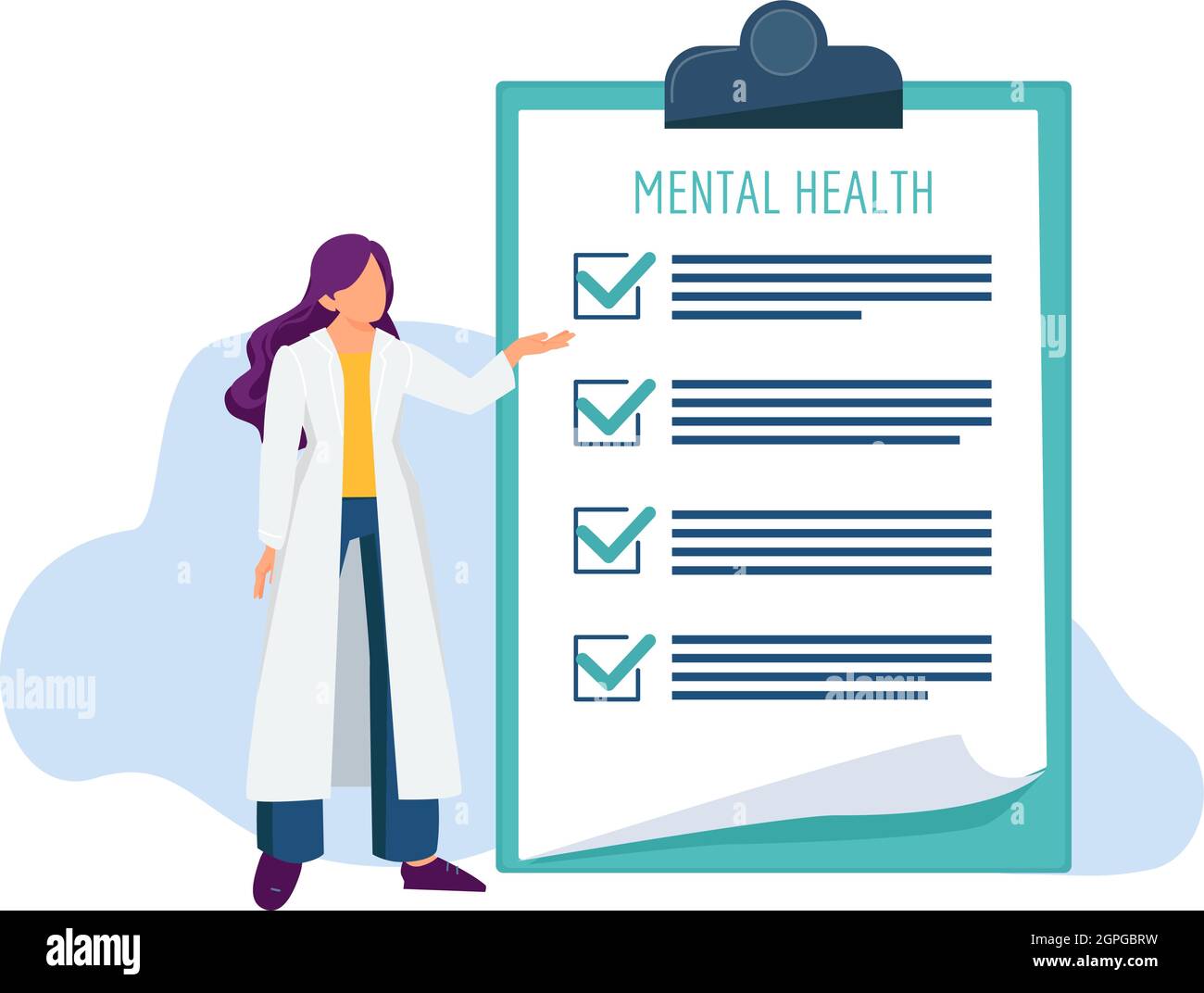 Psychotherapist with check list. Mental health examination, doctor and