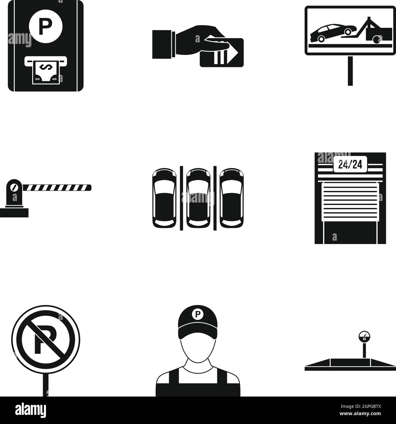 Valet parking icons set, simple style Stock Vector