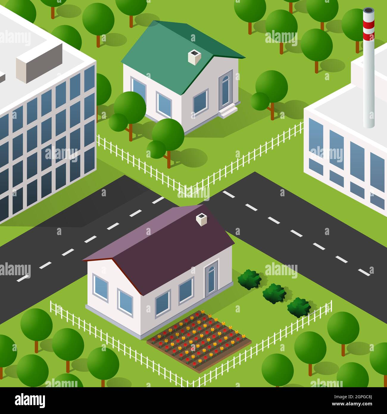 Lifestyle scene urban Isometric 3D illustration of a city Stock Vector ...