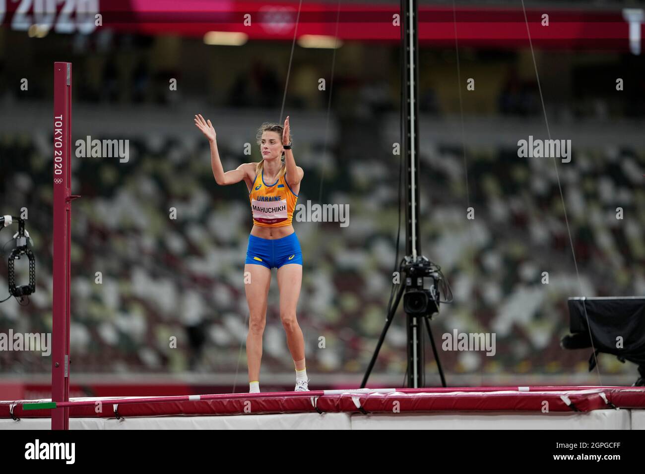 Yaroslava Mahuchikh participating in the high jump at the Tokyo 2020 Olympic Games Stock Photo