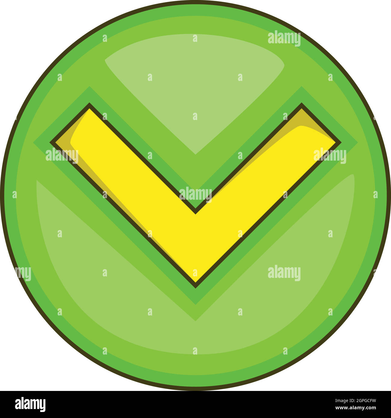 Green tick, check mark icon, cartoon style Stock Vector