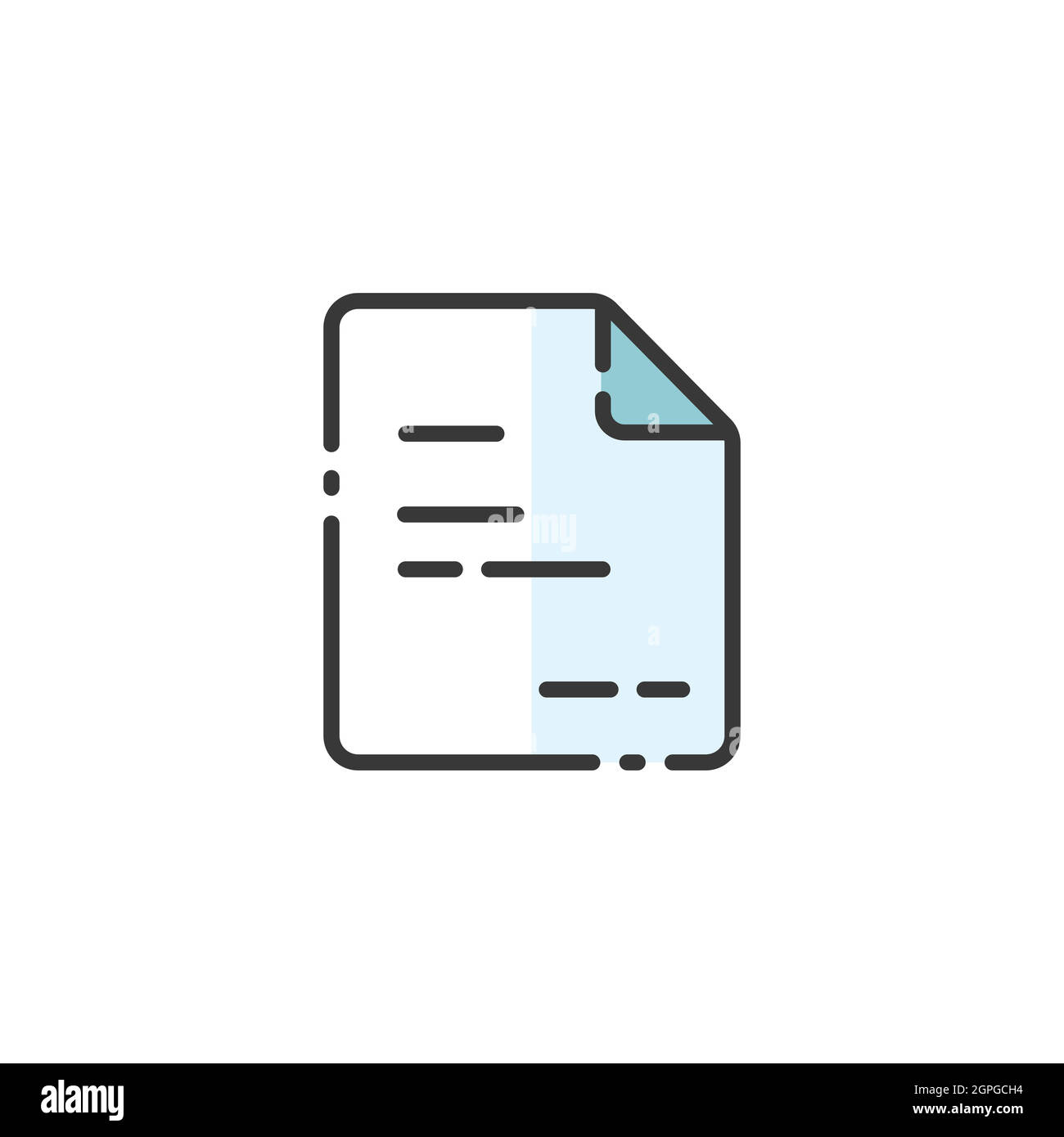 Text document. Paper with content. Invoice. Filled color icon. Commerce vector illustration Stock Vector