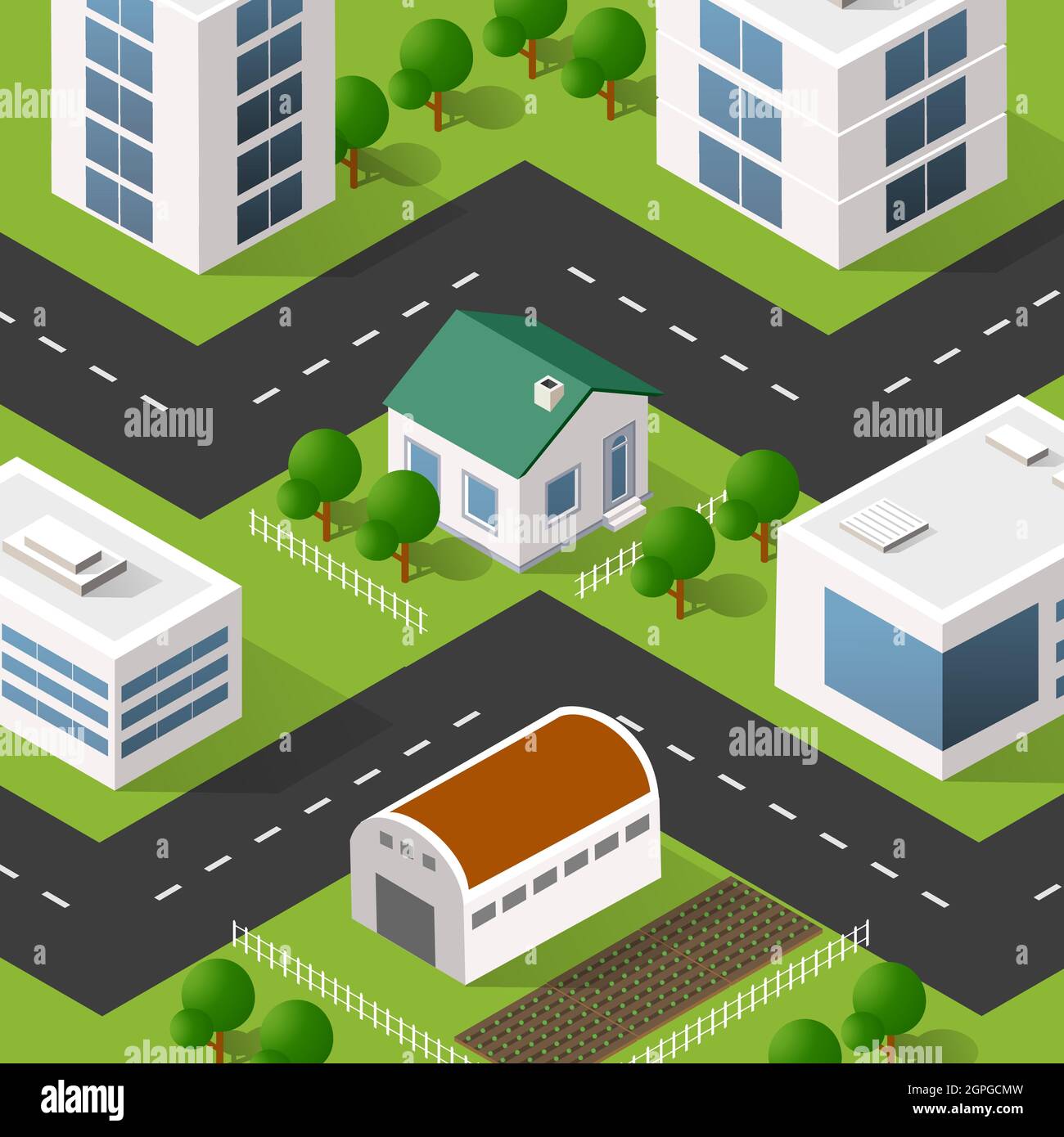 Lifestyle scene urban Isometric 3D illustration of a city Stock Vector ...