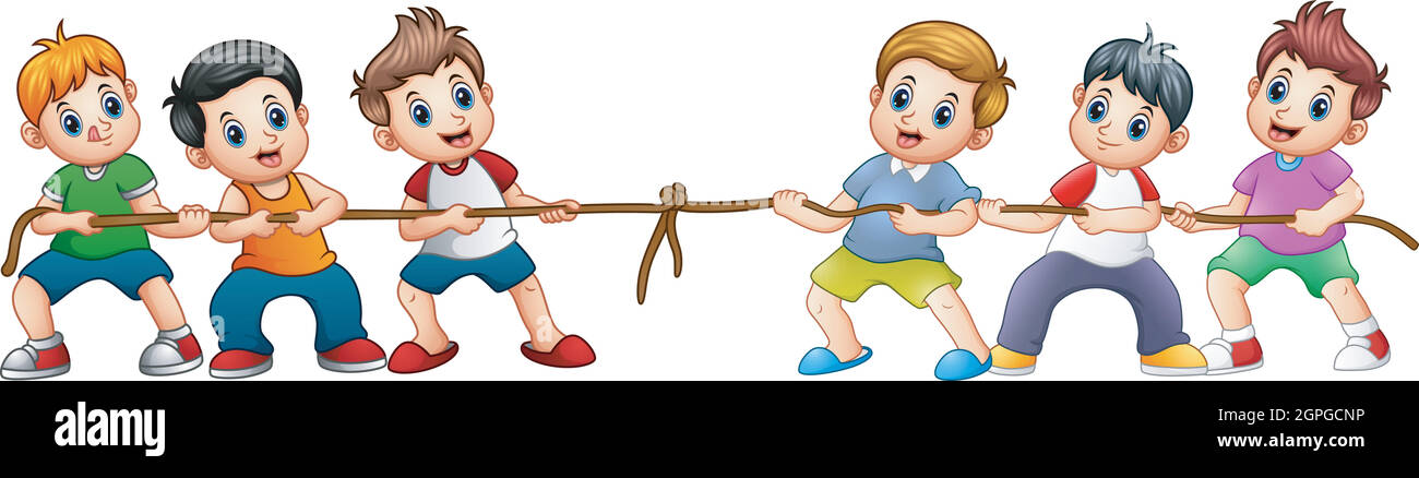 Illustration people playing tug war hi-res stock photography and