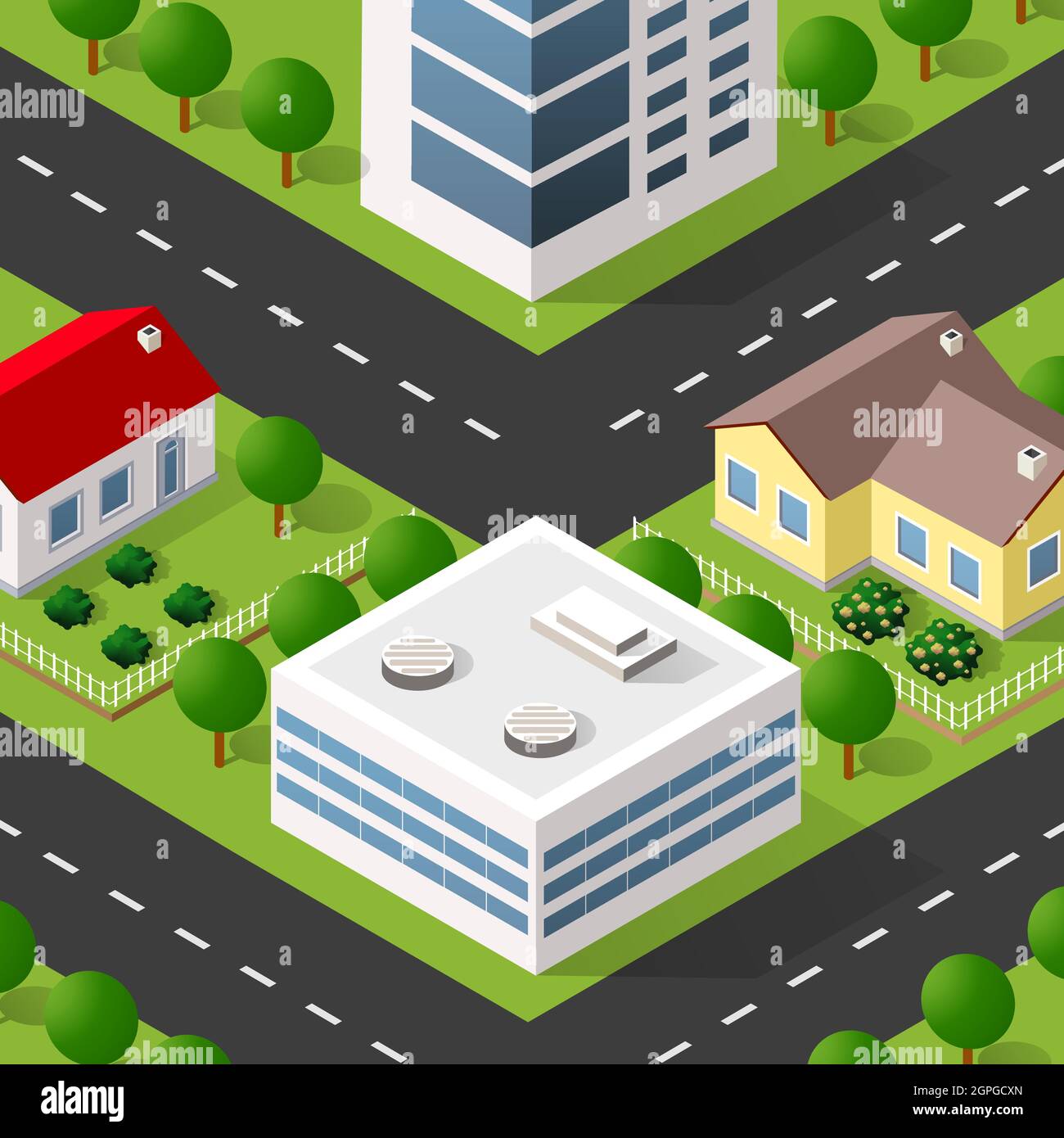 Lifestyle scene urban Isometric 3D illustration of a city Stock Vector ...