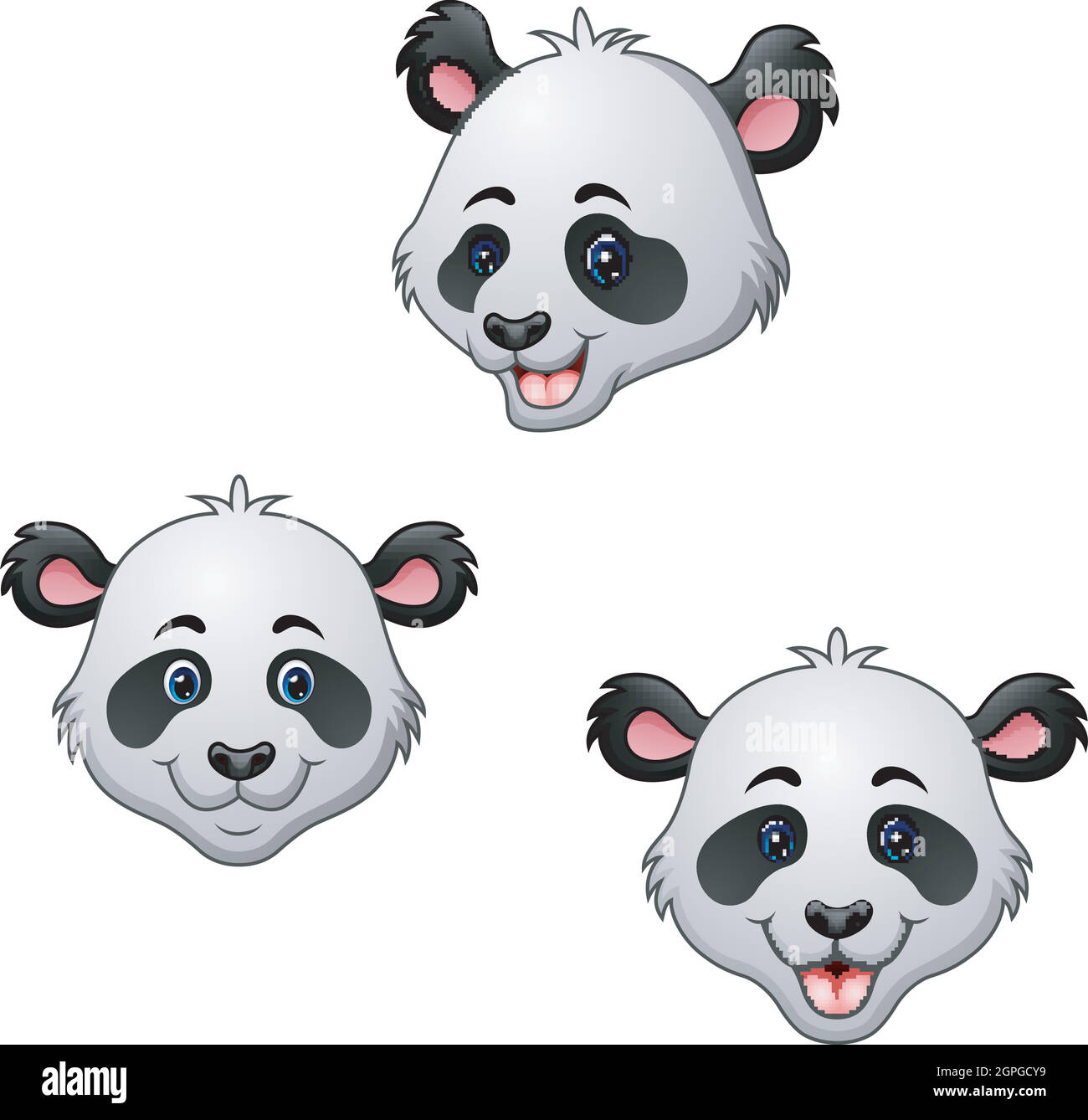 Cartoon panda head set Stock Vector