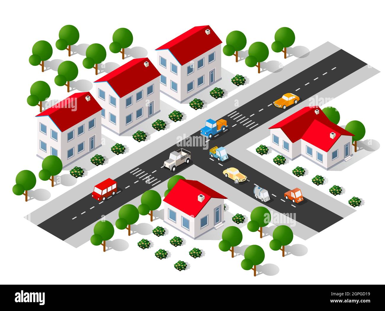 Lifestyle scene urban Isometric 3D illustration of a city Stock Vector ...