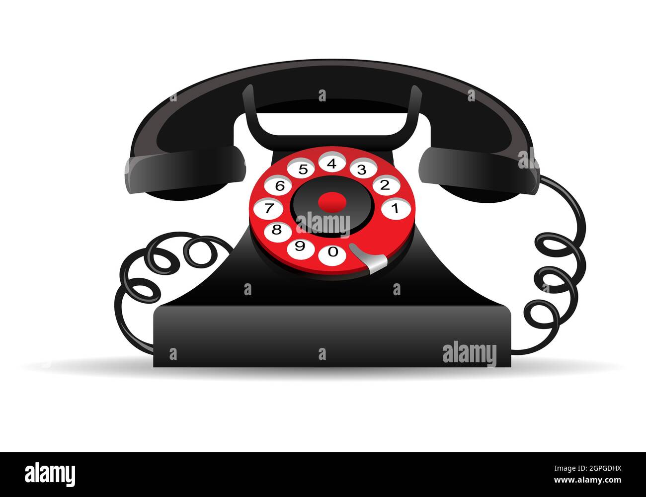 Retro rotary telephone isolated on white. Vector illustration Stock Vector