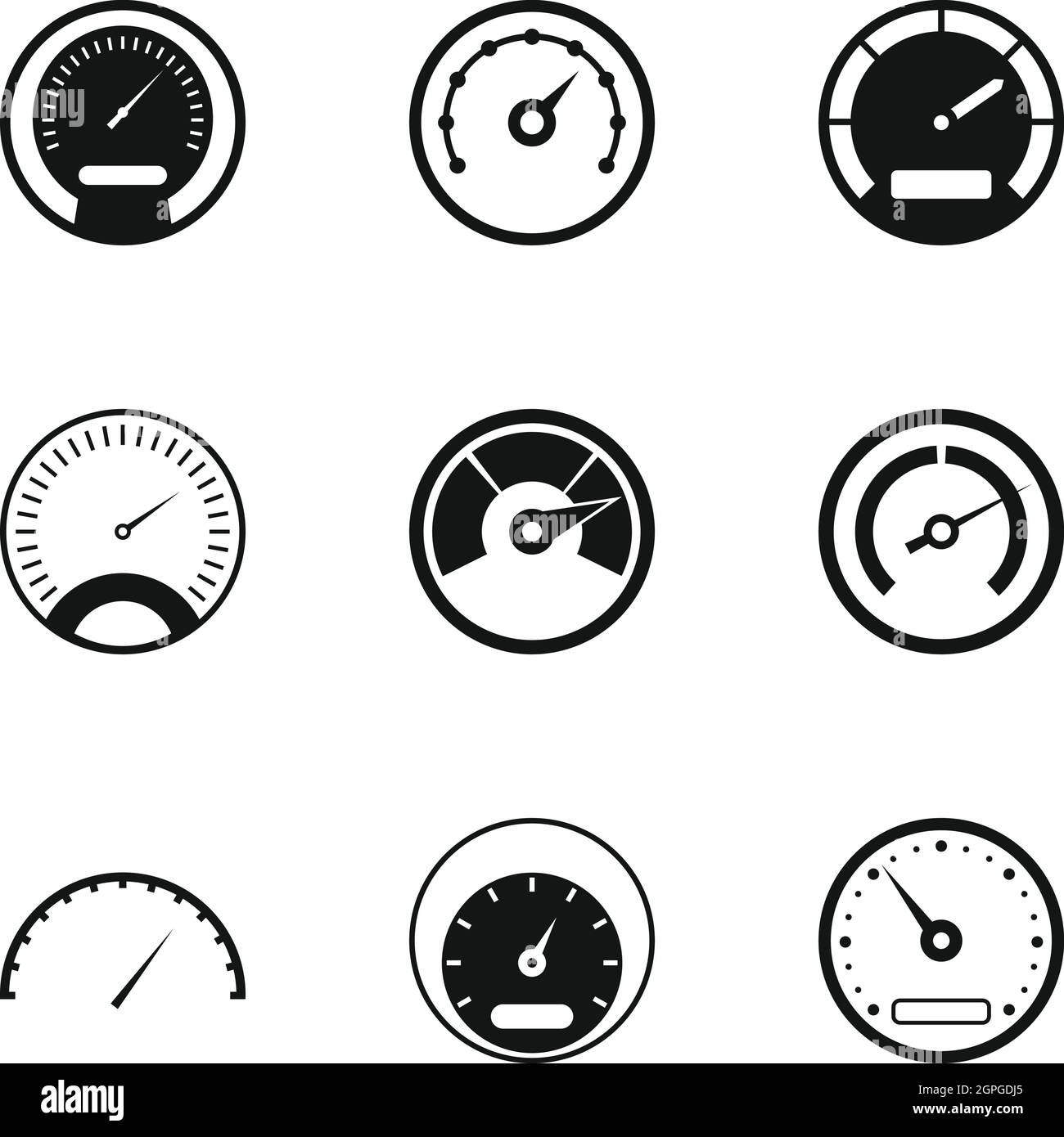 Speed measurement icons set, simple style Stock Vector