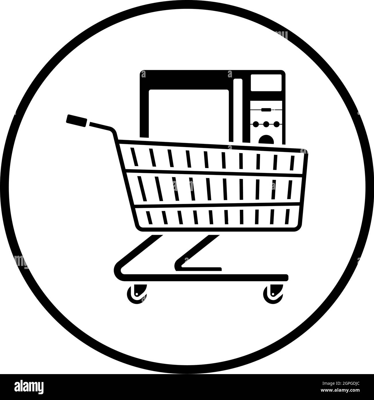 Shopping Cart With Microwave Oven Icon Stock Vector