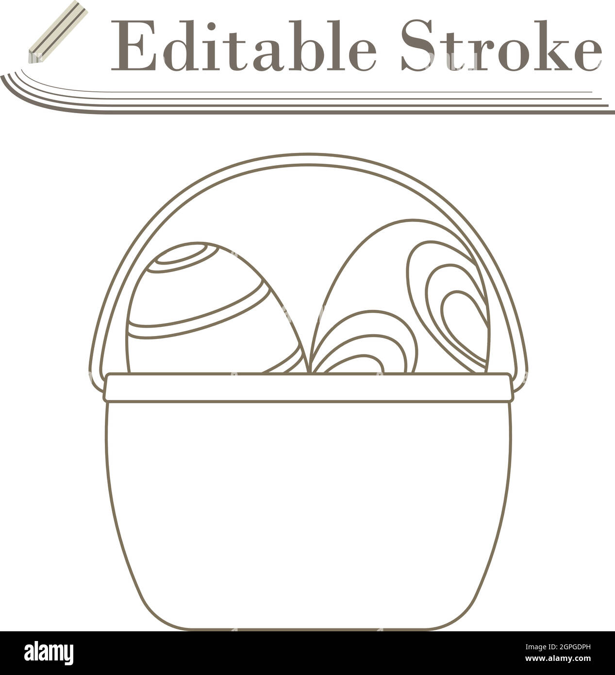 Easter Basket With Eggs Icon Stock Vector