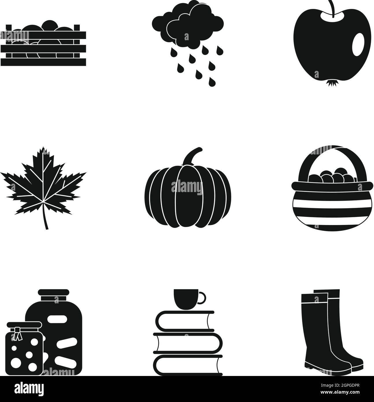 Season of year autumn icons set, simple style Stock Vector