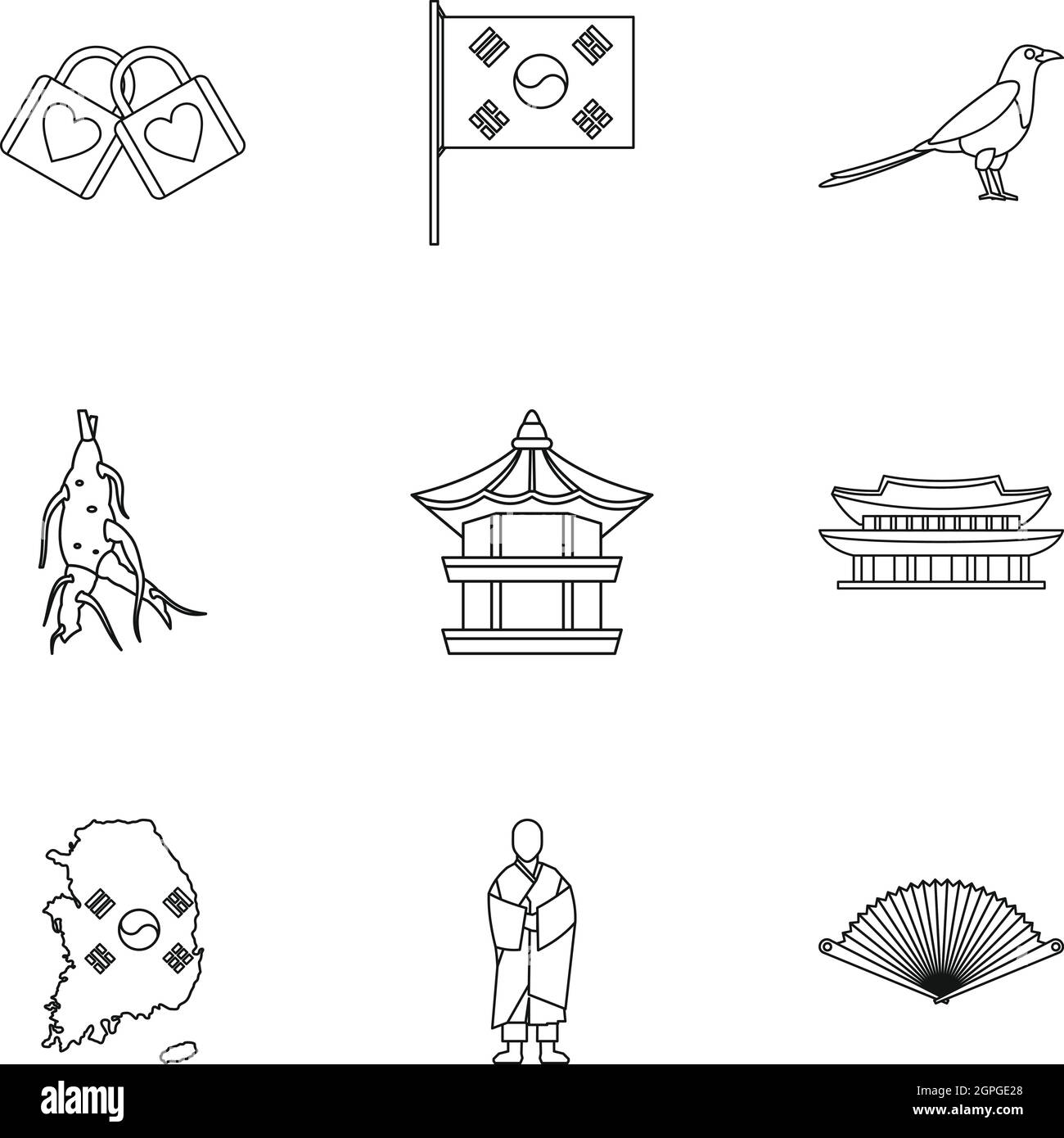 South Korea icons set, outline style Stock Vector Image & Art - Alamy
