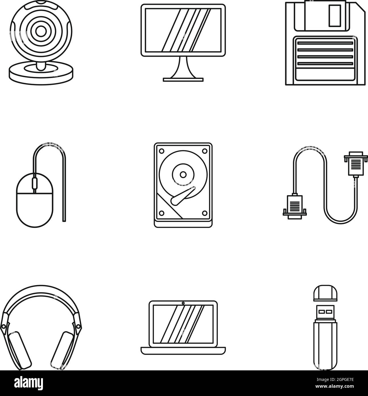 Computer protection icons set, outline style Stock Vector Image & Art ...