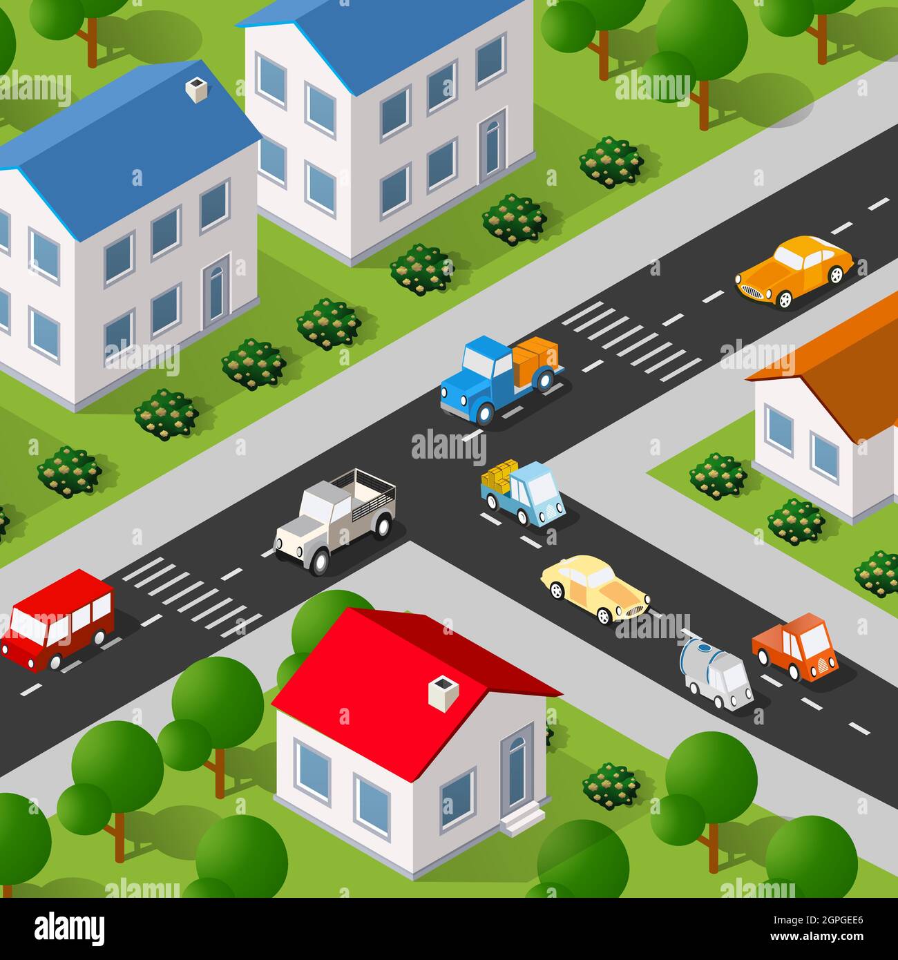 Lifestyle scene urban Isometric 3D illustration of a city Stock Vector ...